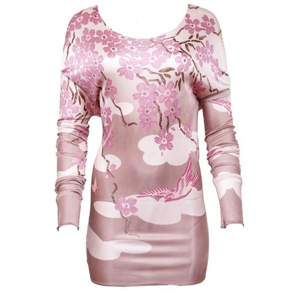 Gucci Pink Long Sleeve Cherry Blossom Spring 2003 Runway Dress
